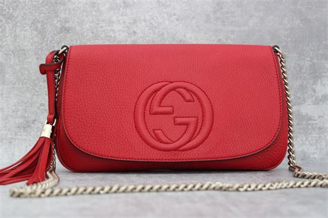 gucci soho leather chain shoulder handbag red|Gucci soho diamond bag.